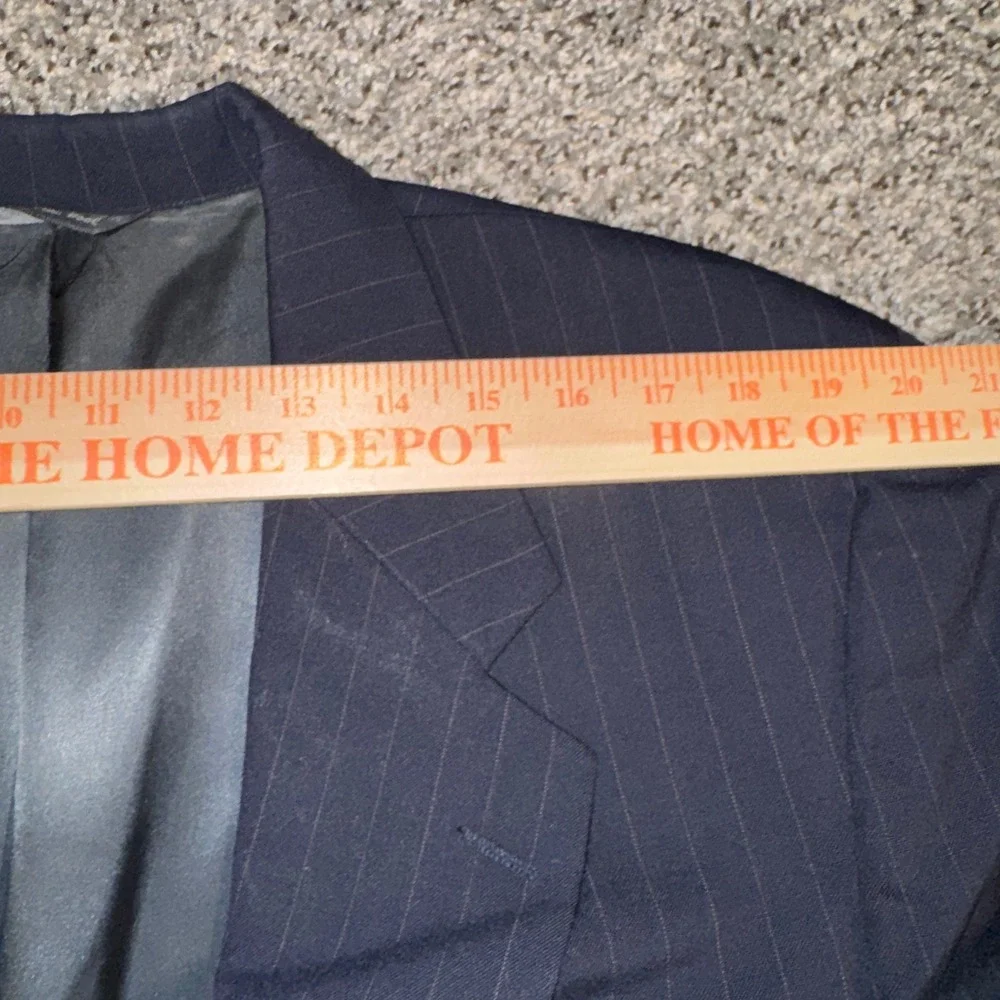 Vintage 80s Christian Dior Monsieur Navy Blue Pinstripe Wool Blazer 43L - Picture 4 of 8